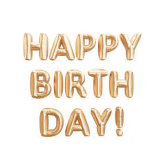 Happy Birthday letters alphabet gold balloon Foil Balloons with 3d rendering.