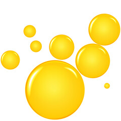 Golden, yellow oil drops, bubbles vector illustration. Oil and water bubbles background.