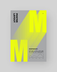 Abstract Posters Design. Vertical A4 format. Modern placard. Strict and discreet brochure. Blue letter, 3D type illusion.