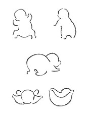 シンプルな赤ちゃんの線画イラスト