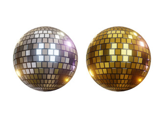 3d rendering of shiny gold and silver disco ball