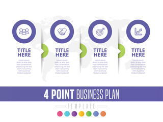 Abstract infographic showing the 4 point process of a business plan timeline For presentations and posters. Vector illustration.
