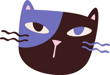 Hand drawn abstract doodle cat flat icon