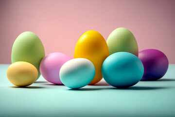 Easter eggs and buny, Colorfull, Colored Generative AI