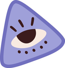 Hand drawn abstract doodle triangle with eye flat icon