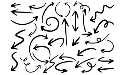 Set of hand drawn arrows, vector graphic design