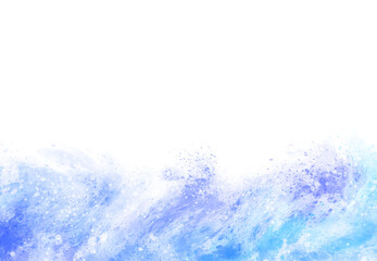 荒れた海の波しぶきを表現したブルー系の水彩背景1