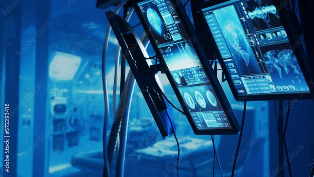 Aufkleber futuristic spaceship control panel interface. spacecraft digital dashboard background with indicator