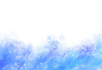 荒れた海の波しぶきを表現したブルー系の水彩背景2