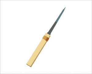 Vector Illustration Hand Pruning Folding Saw isolated. Carpentry hand tools. This saw is used to cut a wide range on the large end of wood thicknesses or trim live shrubs and trees.