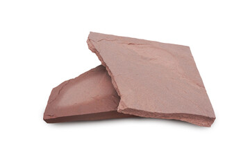 Red sandstone slabs isolated on white background.