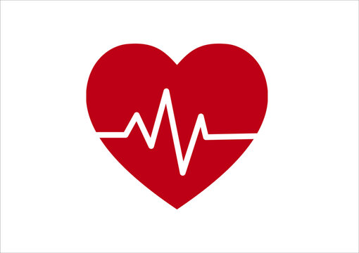Heartbeat, heartbeat pulse flat vector icon for medical apps and websites, health medical heartbeat symbol isolated on white background.