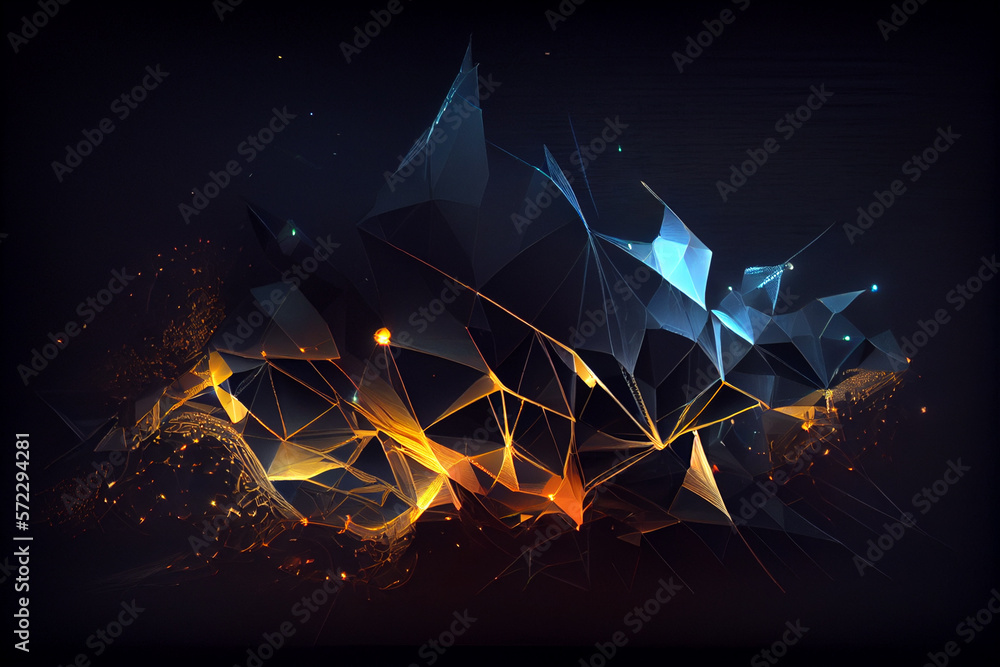 Poster abstract art with gold, wave line pattern created with generative ai technology