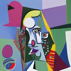 Colorful background, cubism art style, abstract portrait