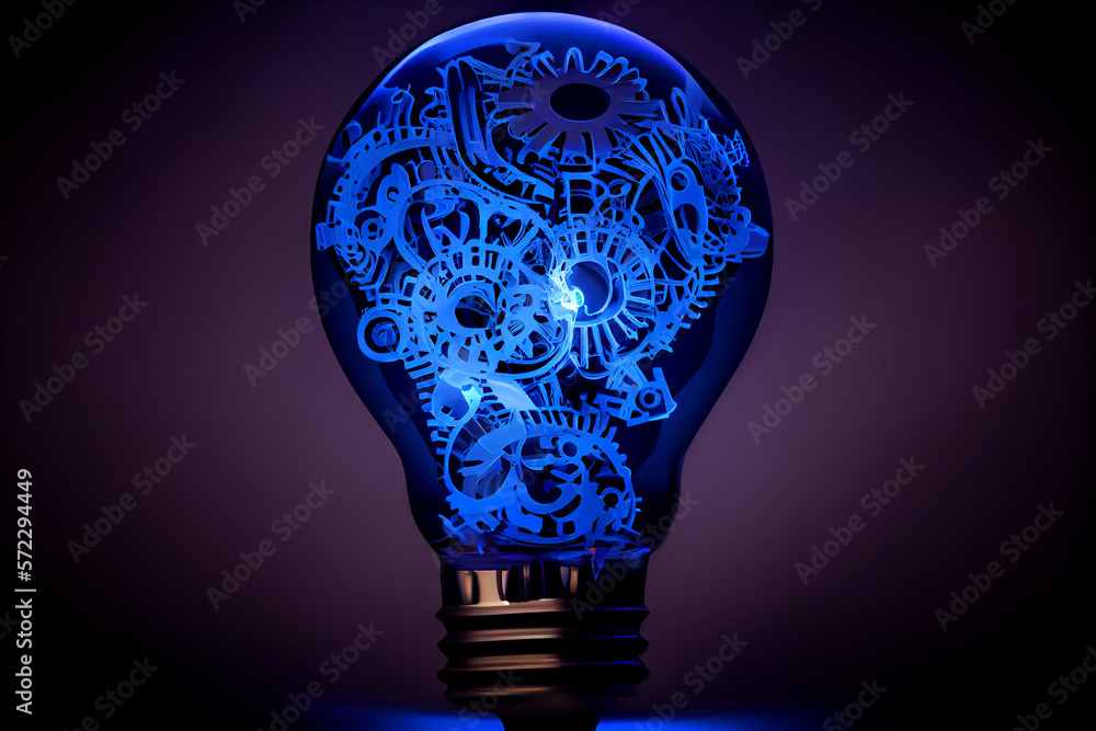 Poster Lightbulb and gears inside created with Generative Ai