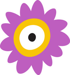 Cute colorful flower with ornament flat icon Spring decor element