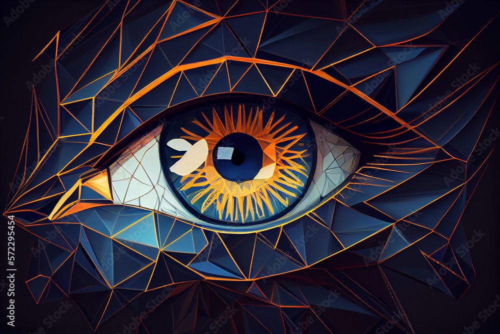 Poster abstract eye building polygonal lines created with generative ai