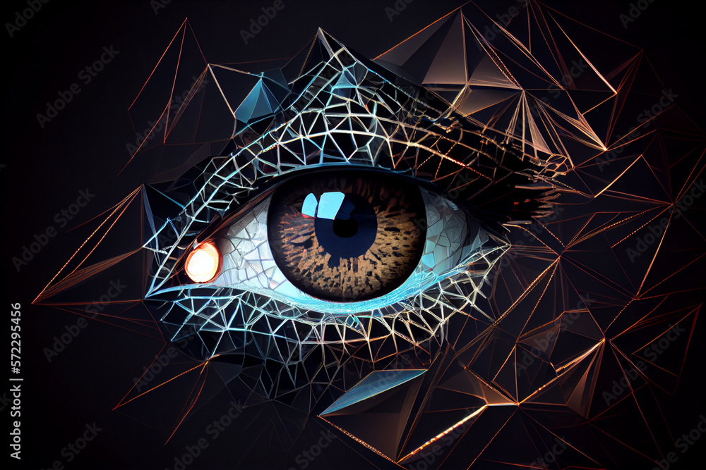 Poster abstract eye building polygonal lines created with generative ai