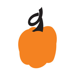 pumpkin Orange. Autumn halloween pumpkin, vegetable graphic icon or print. isolated on a white background. Flat design style. clipart. vector illustration
