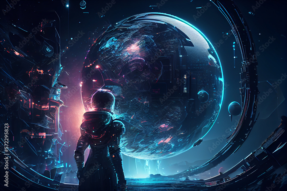 Aufkleber futuristic space background created with generative ai