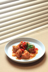 fried chicken with teriyaki sauce