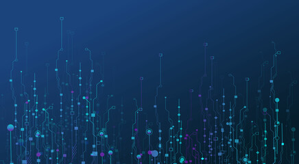  The concept of quantum computer technologies. Futuristic circuit board background vector. Modern technology printed circuit board texture background design. The waves are flowing. Quantum explosion