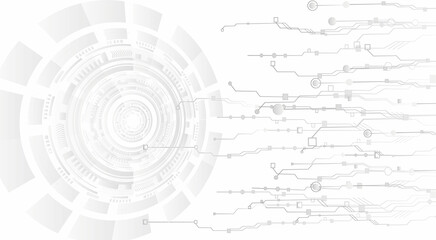  The concept of quantum computer technologies. Futuristic circuit board background vector. Modern technology printed circuit board texture background design. The waves are flowing. Quantum explosion