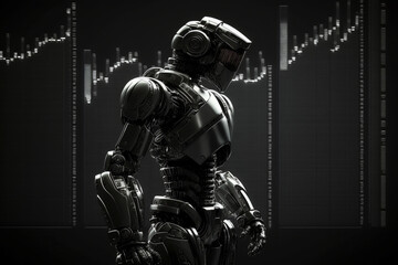 Obraz na płótnie Canvas Future business 3d technology robot and stock chart traders, stock chart analysis to beat the market. Generative AI.