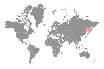 Sea of Okhotsk on the world map. Vector illustration.