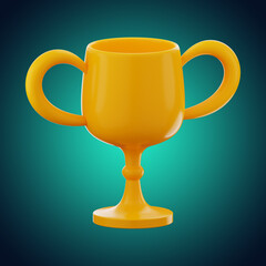Premium soccer football champion cup icon 3d rendering on isolated background