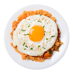 Kimchi fried rice with fried egg on top, Korean food