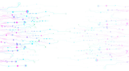 The concept of quantum computer technologies. Futuristic circuit board background vector. Modern technology printed circuit board texture background design. The waves are flowing. Quantum explosion