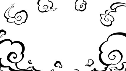 忍者に似合いそうな煙のフレーム_シルエット_16:9