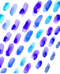 Watercolor rows drawn with a brush consisting of watercolor strokes in shades of trendy bright colors on a white background, vertical