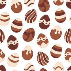 Chocolate eggs seamless pattern. Happy Easter. Easter sweets. Hand drawn vector illustration