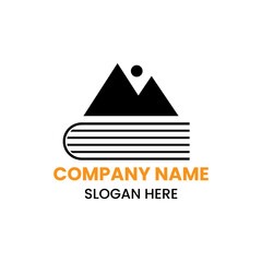Mount Book Logo Design Concept With Book and Mount Icon Template