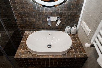 Spacious bathroom, clean, beautiful, luxurious, bright room