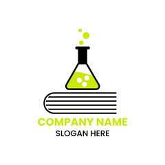 Lab Book Logo Design Concept With Book and Lab Icon Template