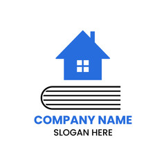Home Book Logo Design Concept With Book and Home Icon Template