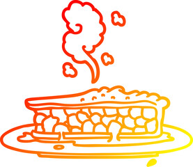 warm gradient line drawing cartoon blueberry pie