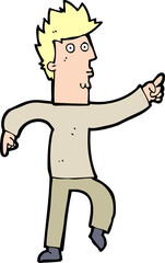cartoon worried man pointing