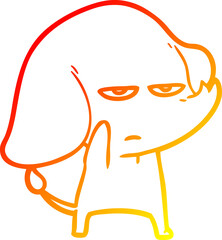warm gradient line drawing annoyed cartoon elephant