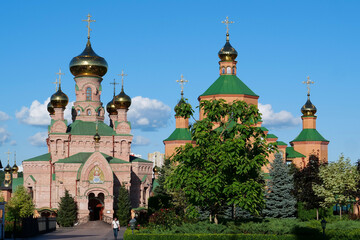 Fototapeta na wymiar Holy Intercession Monastery, Goloseevsky Hermitage in Kyiv city, Ukraine