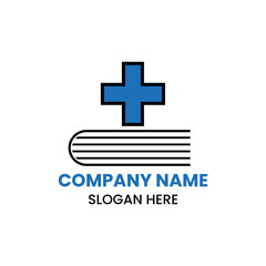 Clinic Book Logo Design Concept With Book and Pluse Icon Template