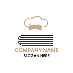 Chef Book Logo Design Concept With Book and Chef Hat Icon Template