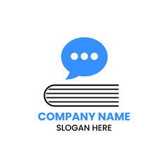 Chat Book Logo Design Concept With Book and Chat Icon Template
