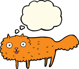 cartoon furry cat with thought bubble