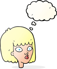 Obraz premium thought bubble cartoon female face