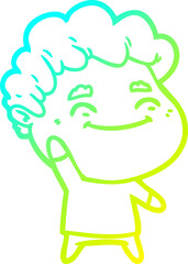 cold gradient line drawing cartoon friendly man