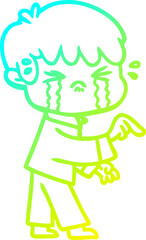 cold gradient line drawing crying boy cartoon